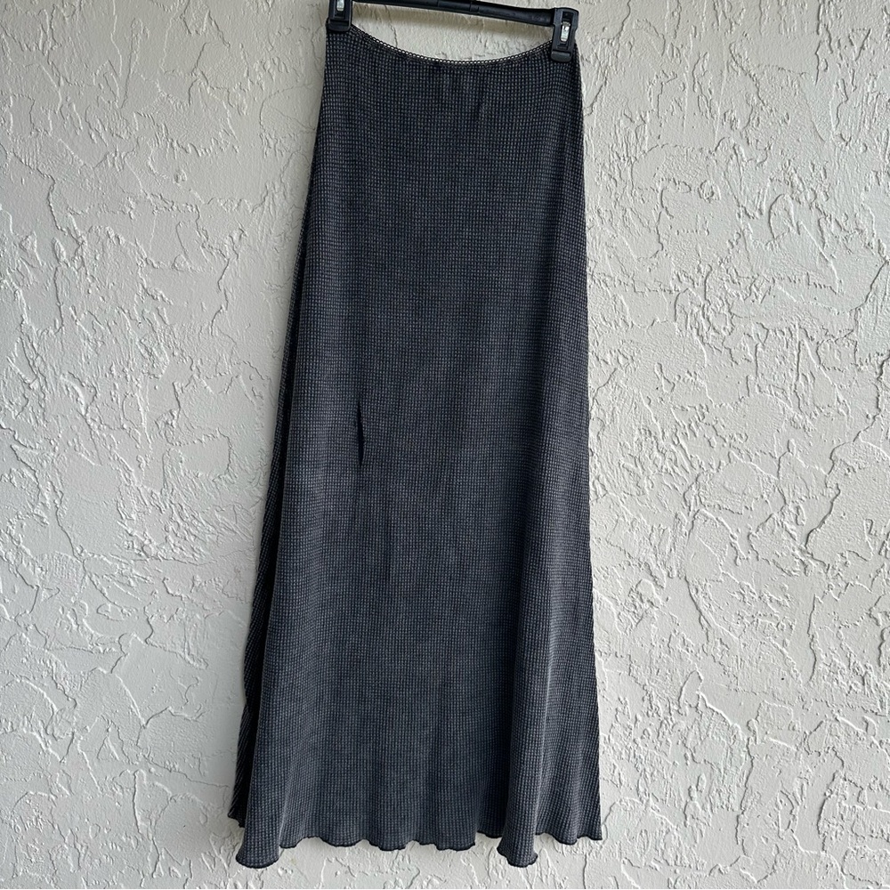 DARKER WAVS Waffle Maxi Skirt‎ Women XS Gray Logo Goth Grunge